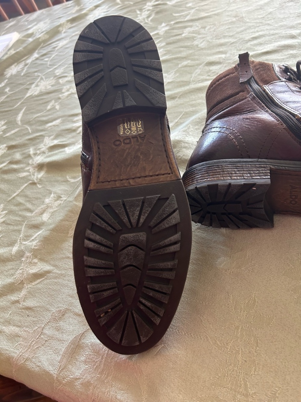 Aldo Men's Brown Leather Lace-Up Boots - Picture 4 of 4